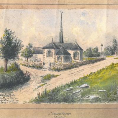 Aquarelle Eglise 1910 Missiriac